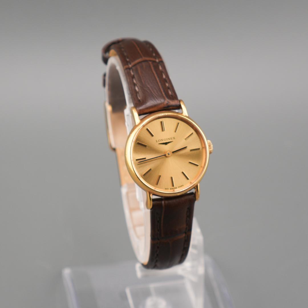 稼働 LONGINES ラウンド ゴールド 腕時計 新品電池 新品ベルト 手巻き