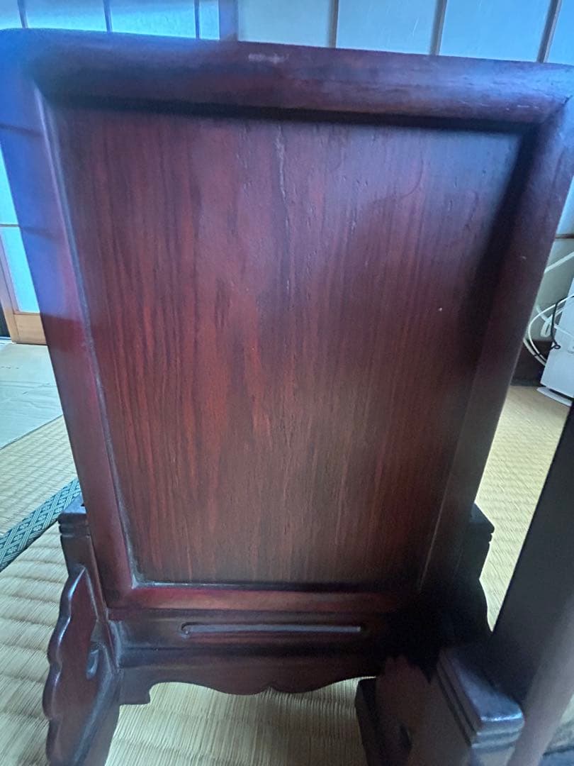 中国屏風。鳥と花の絵柄の木製フレーム2枚セット