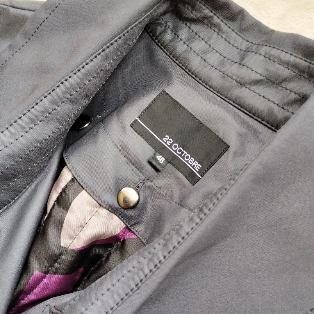 大きいサイズ22OCTOBREライナー付きベルト付きトレンチコートグレー46