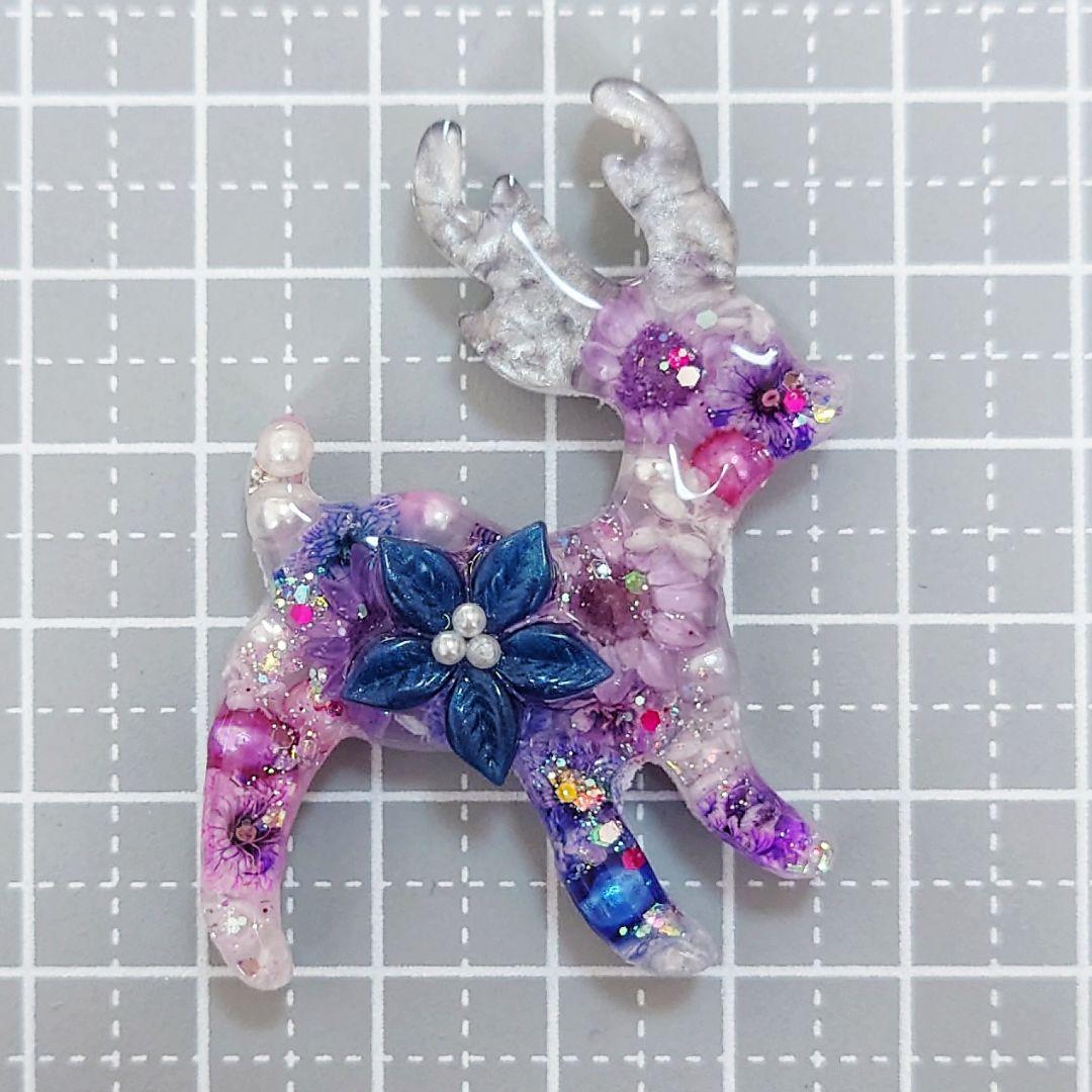 レジン　猫　トナカイ　ヘアゴム　ブローチ　ポニーフック　No.349