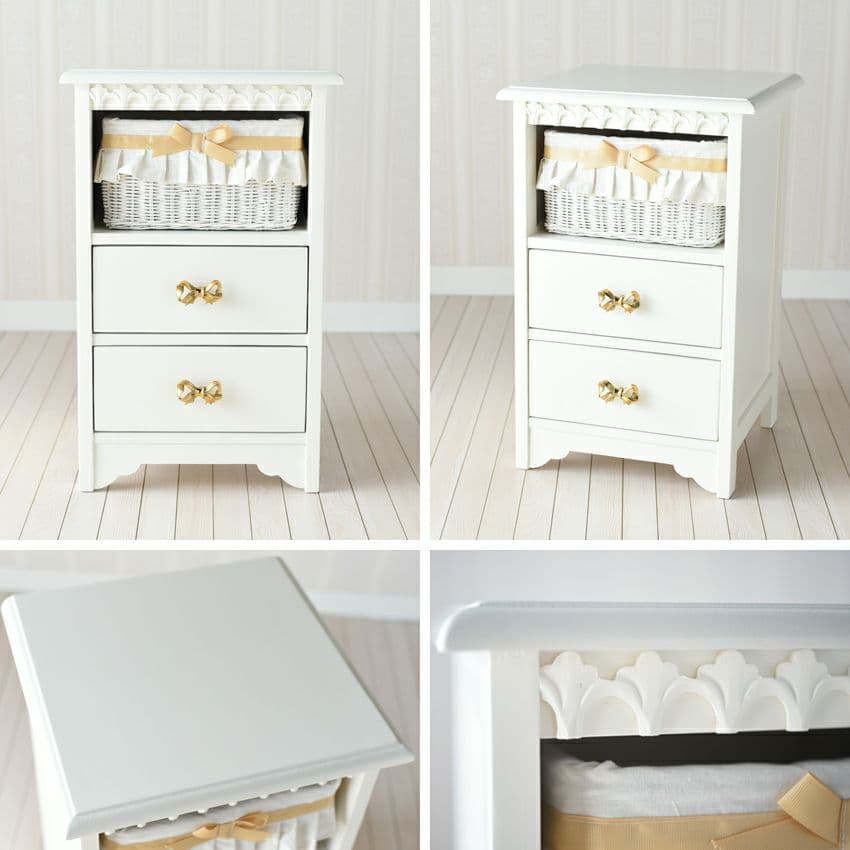 要問い合せ♥️大人可愛い♥️ロココ調　リボン　白家具　収納家具　チェスト　台