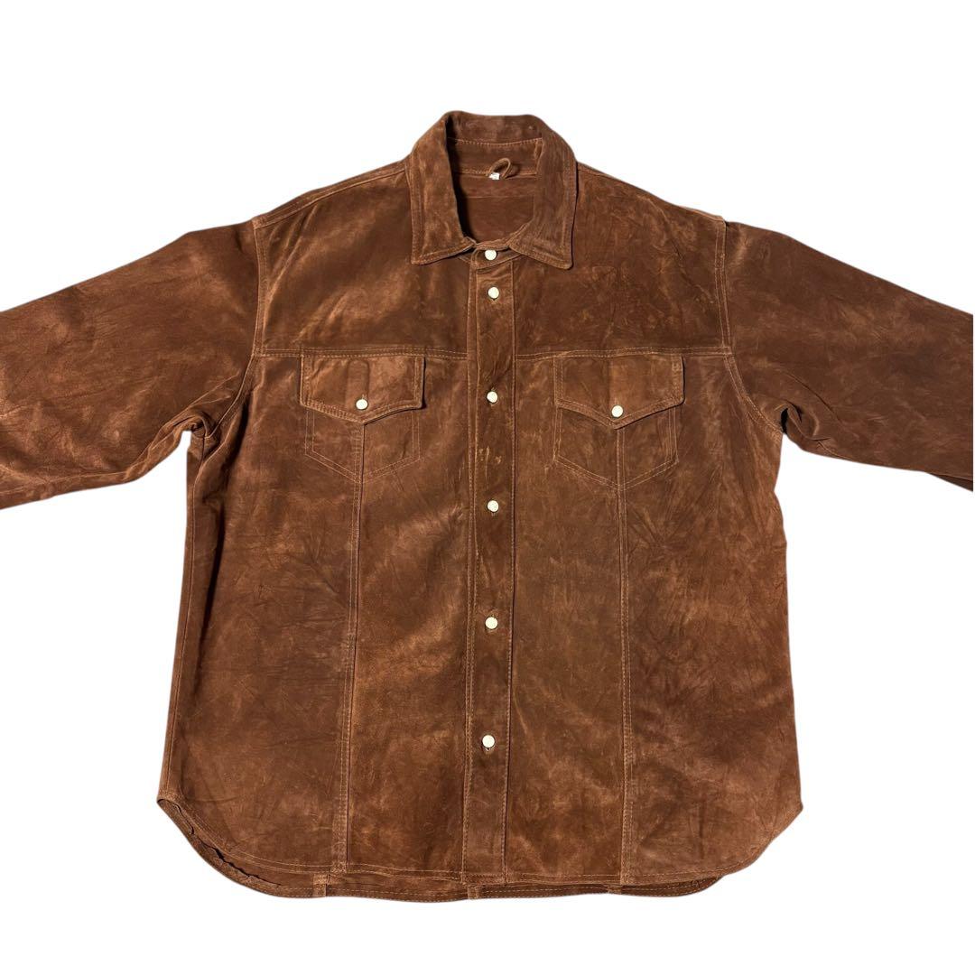おざわ ヴィンテージ 本革スエードレザー シャツジャケット XLウエスタン