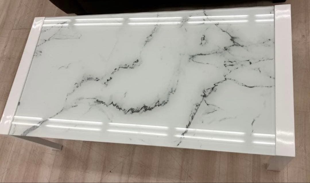 ニトリ センターテーブル CTエスペルト120 WH 大理石風ガラステーブル