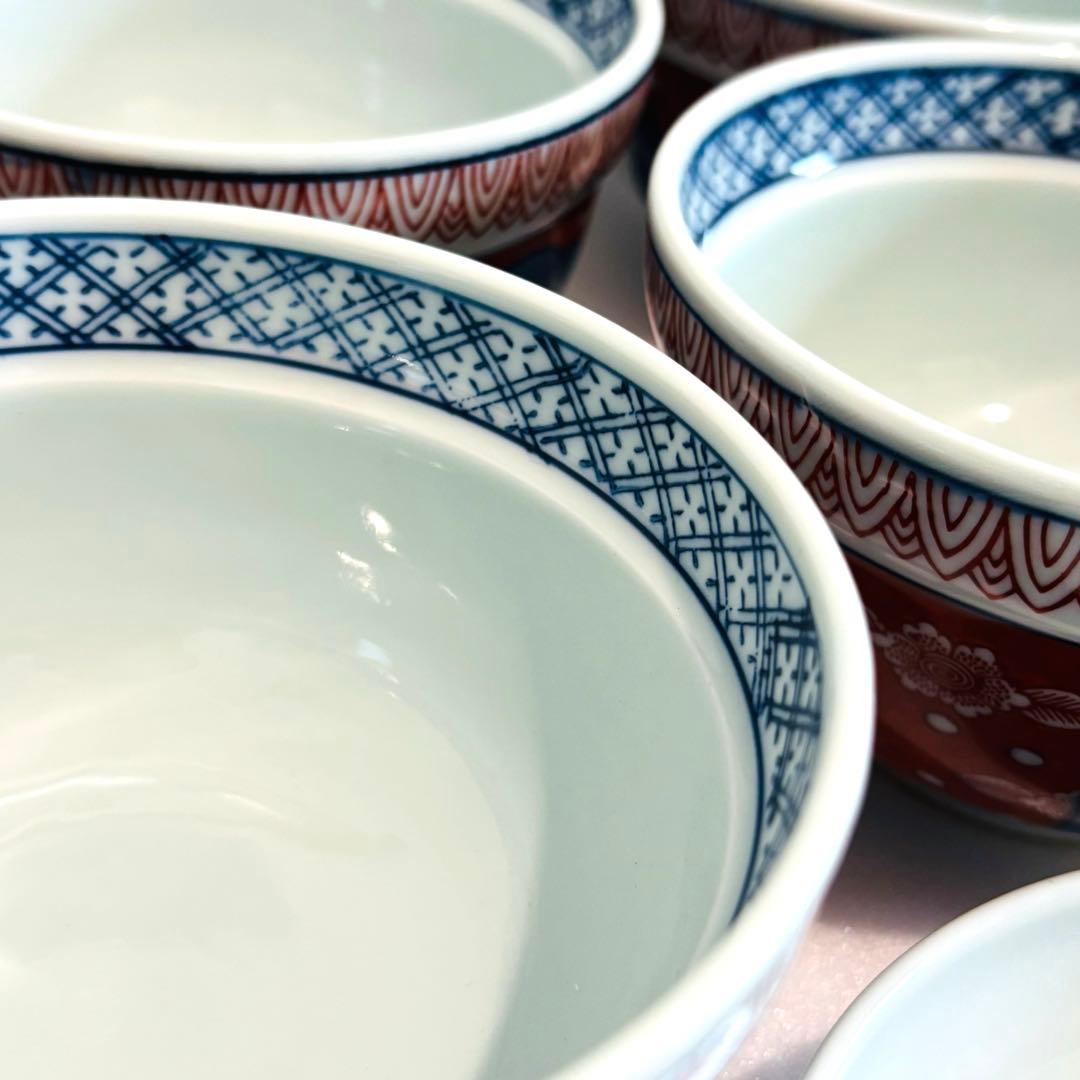 ⭐️ 有田焼 掛ノ谷窯 染付色絵 円菓子碗揃 ５客 美品 ⭐️