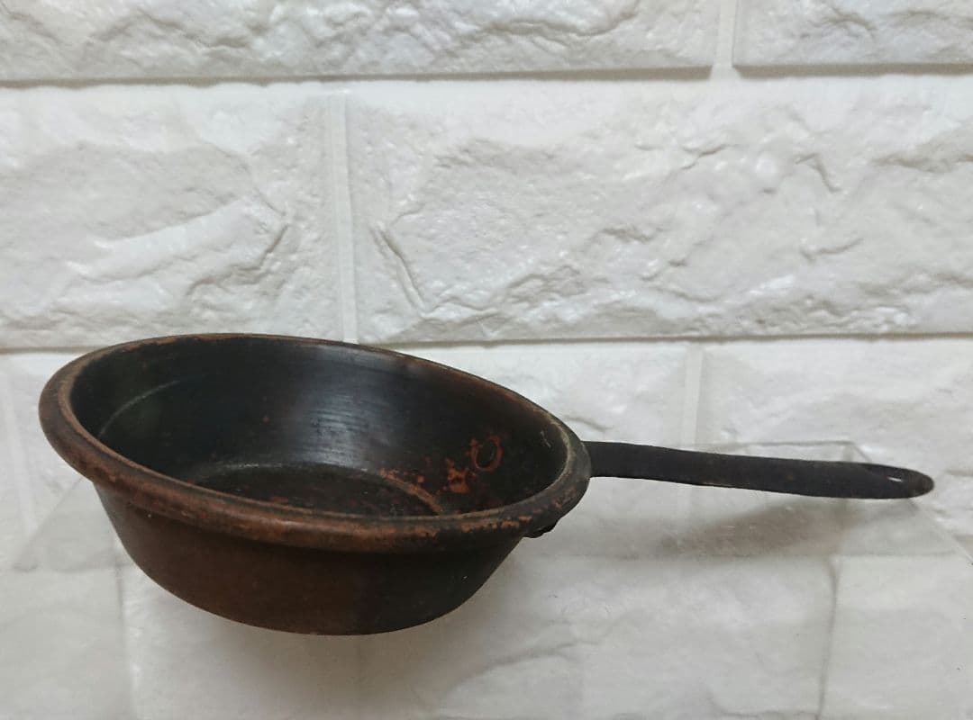 フランス製 西洋アンティーク 銅製 片手鍋 フライパン コッパー