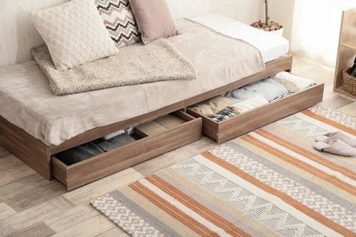 【セミシングル】ヘッドレス収納付きベッド【フレームのみ】