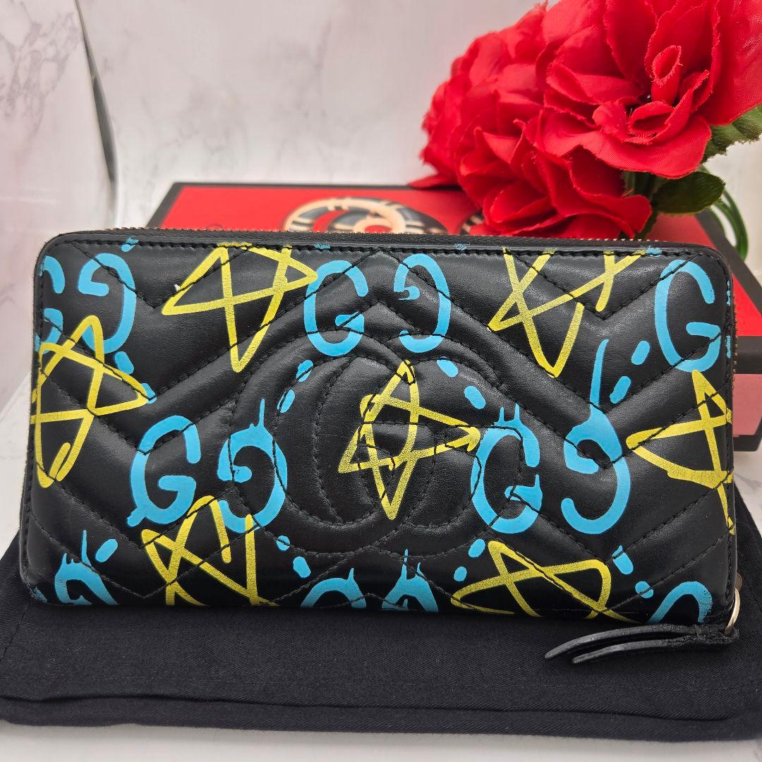 【希少】 GUCCI グッチ 長財布 財布 ゴースト マーモント キルティング