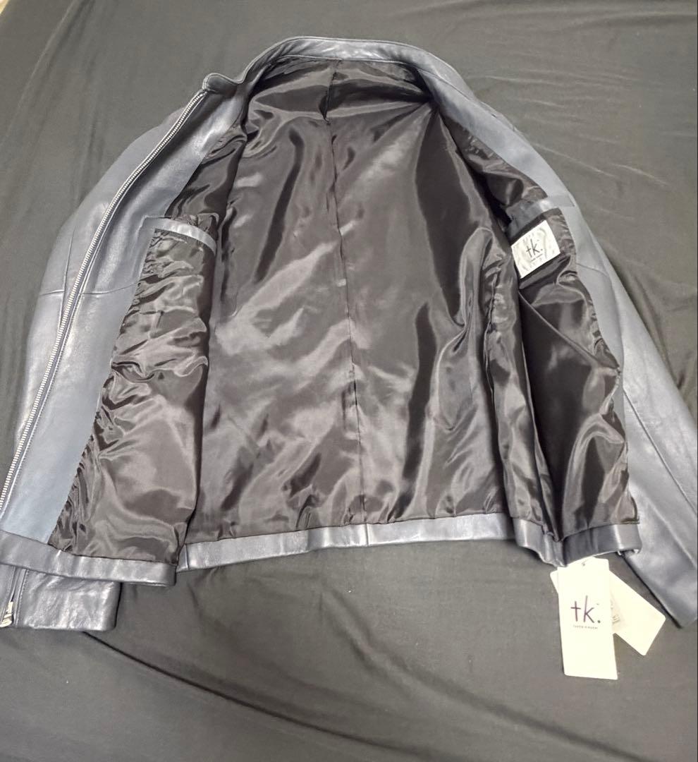 ダークグレー レザー シングルライダースジャケット