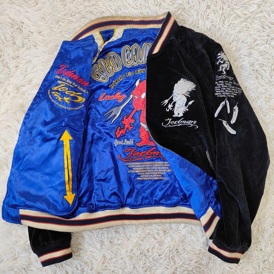 TEDMAN テッドマン リバーシブル スカジャン ベロア サテン 刺繍 Ｌ