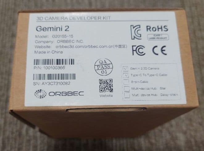 ス*プ様 ORBBEC Gemini 2 3Dカメラ開発者キット