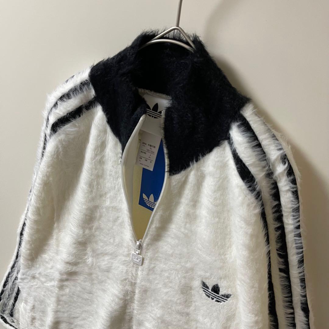 新品2XL】アディダス フェイクモヘヤ クラシック トラックトップ ジャケット白