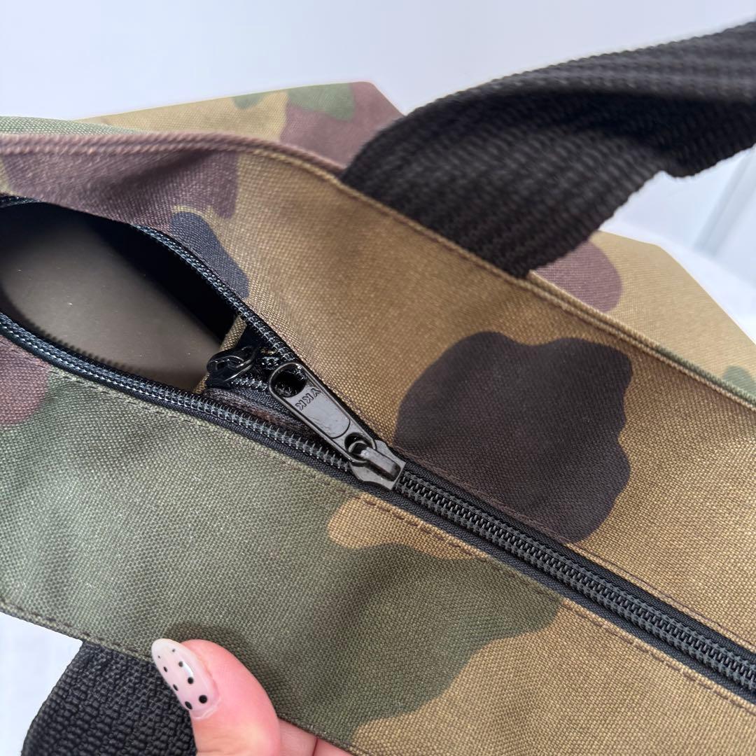 美品 エルベシャプリエ 1027Wカモフラージュ ナイロン舟型トートM　迷彩