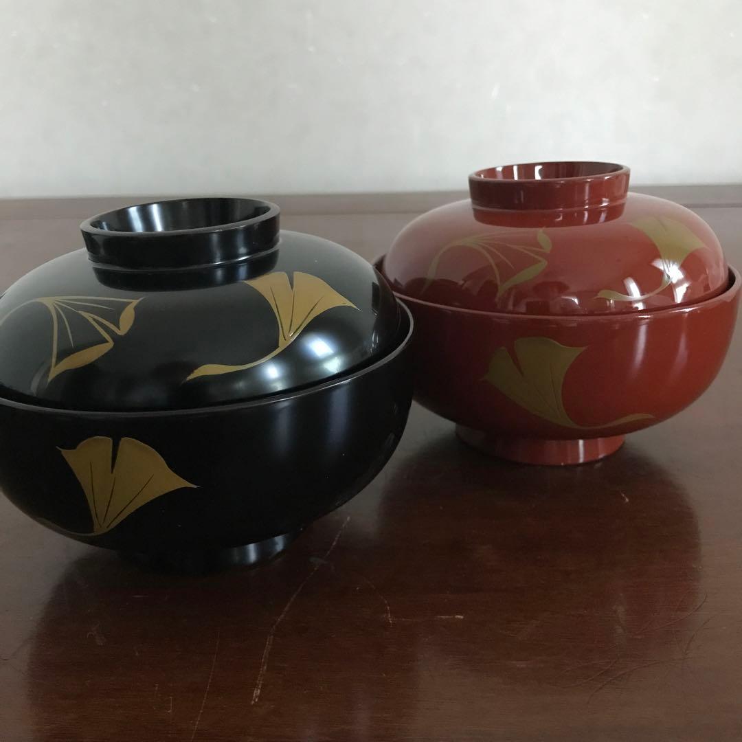 新品　うるみ工芸　浄法寺塗　天然木　イチョウ　夫婦椀