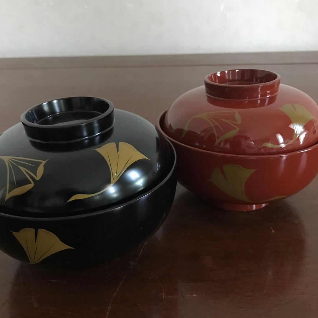 新品　うるみ工芸　浄法寺塗　天然木　イチョウ　夫婦椀