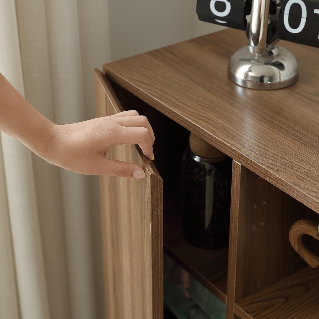 超人気！キャビネット 扉付き サイドボード 収納棚 Brown