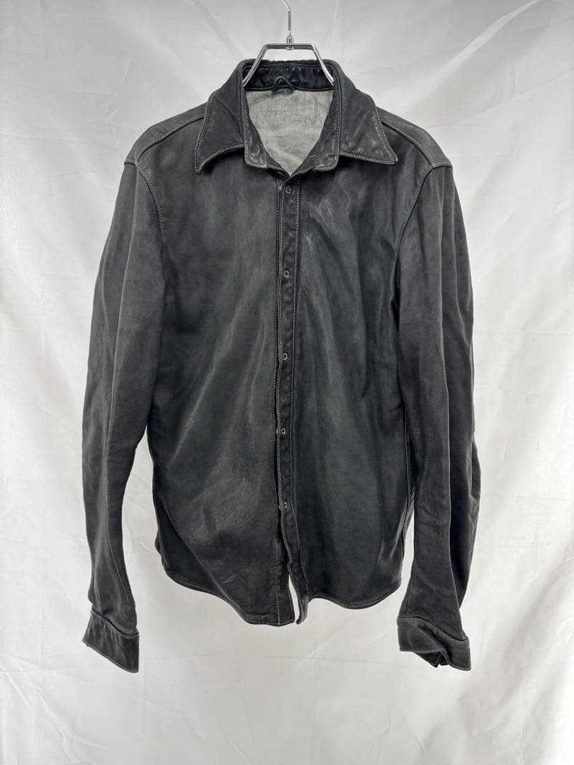 GIORGIO BRATOレザーシャツ ダークグレー サイズ48