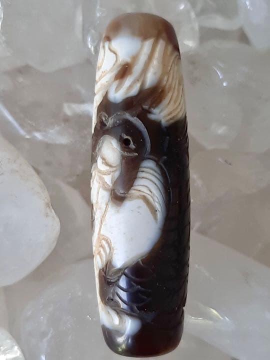 チベットジービーズ 西蔵天珠 優質老礦 特殊稀少彫刻龍神天珠