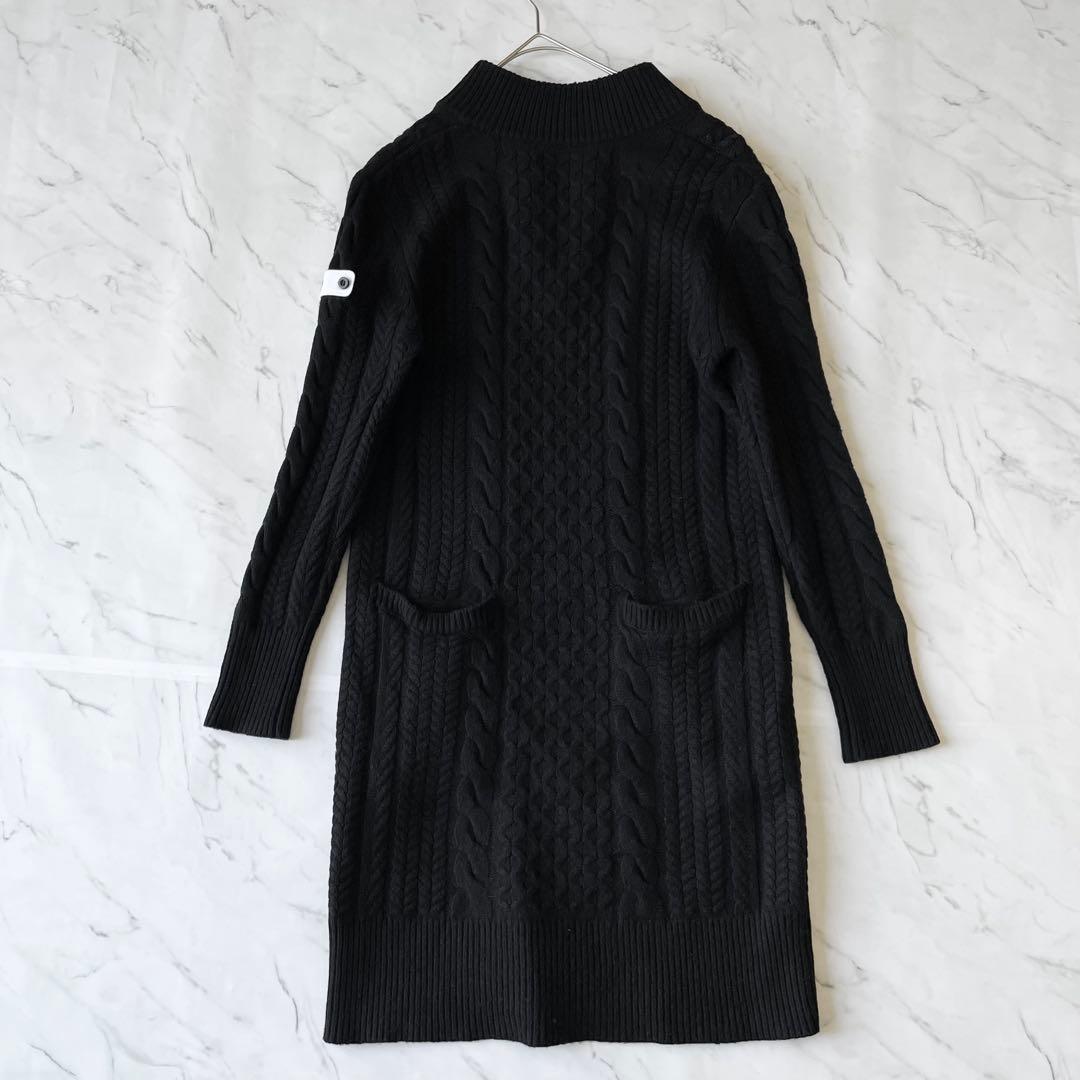 4364【美品】ブリーフィング　ケーブルニットワンピース ハーフジップ　黒　S