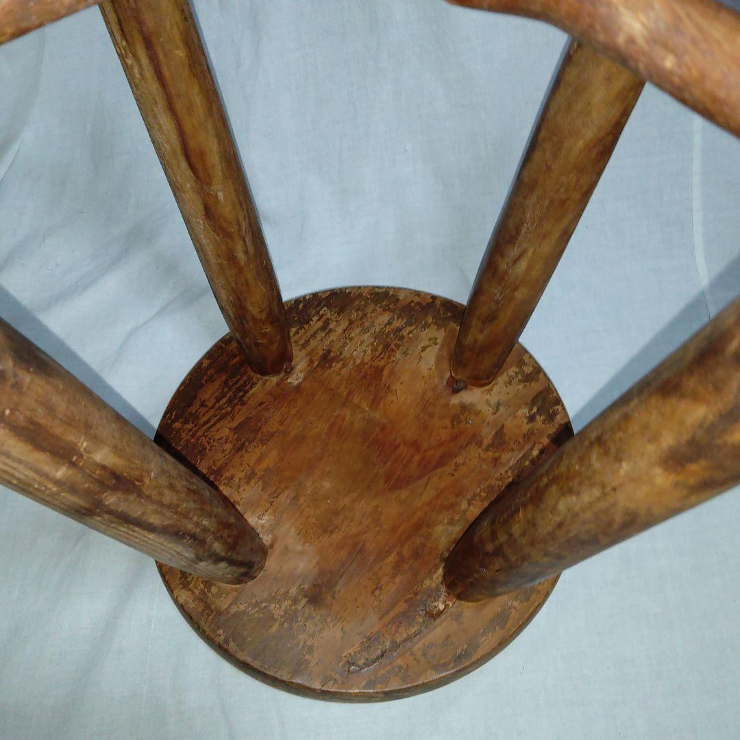 木製円形スツール　茶色　昭和レトロ　古家具