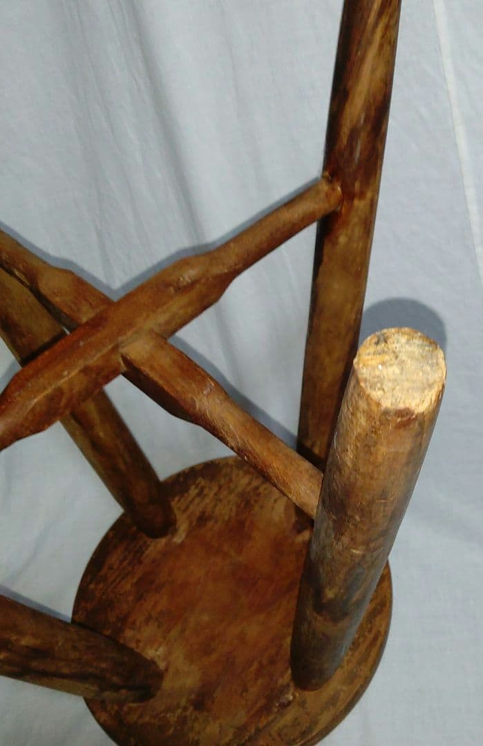 木製円形スツール　茶色　昭和レトロ　古家具