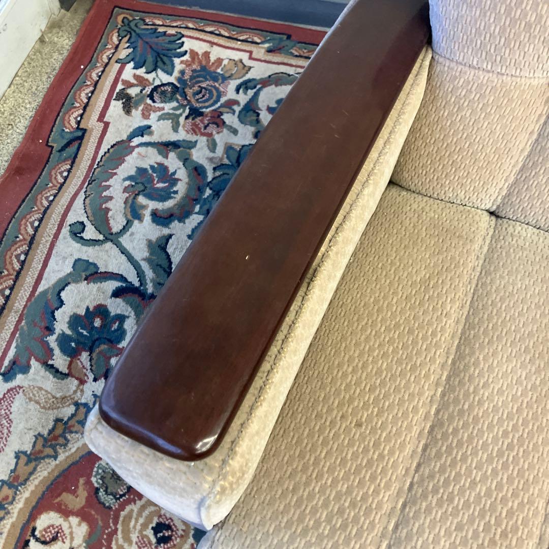 ② 昭和レトロ 馬場家具 木製フレーム アームチェア 1人掛けベロアソファー