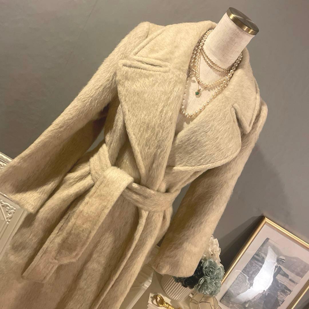 【9万円】ロンドン生地使用　デザイン　シャギービッグカラーコート