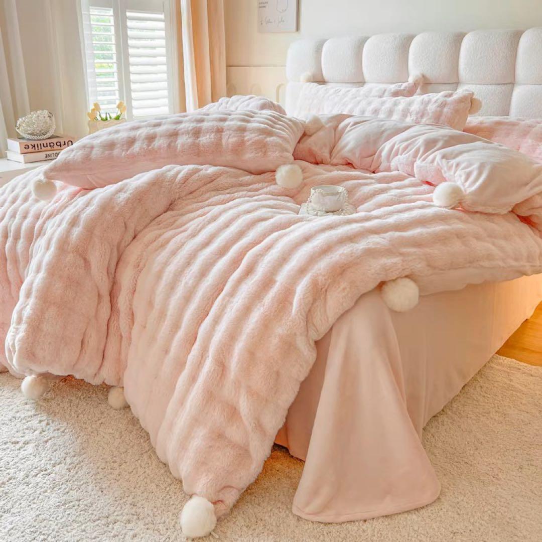 ピンク フリース ダブルカバーセット