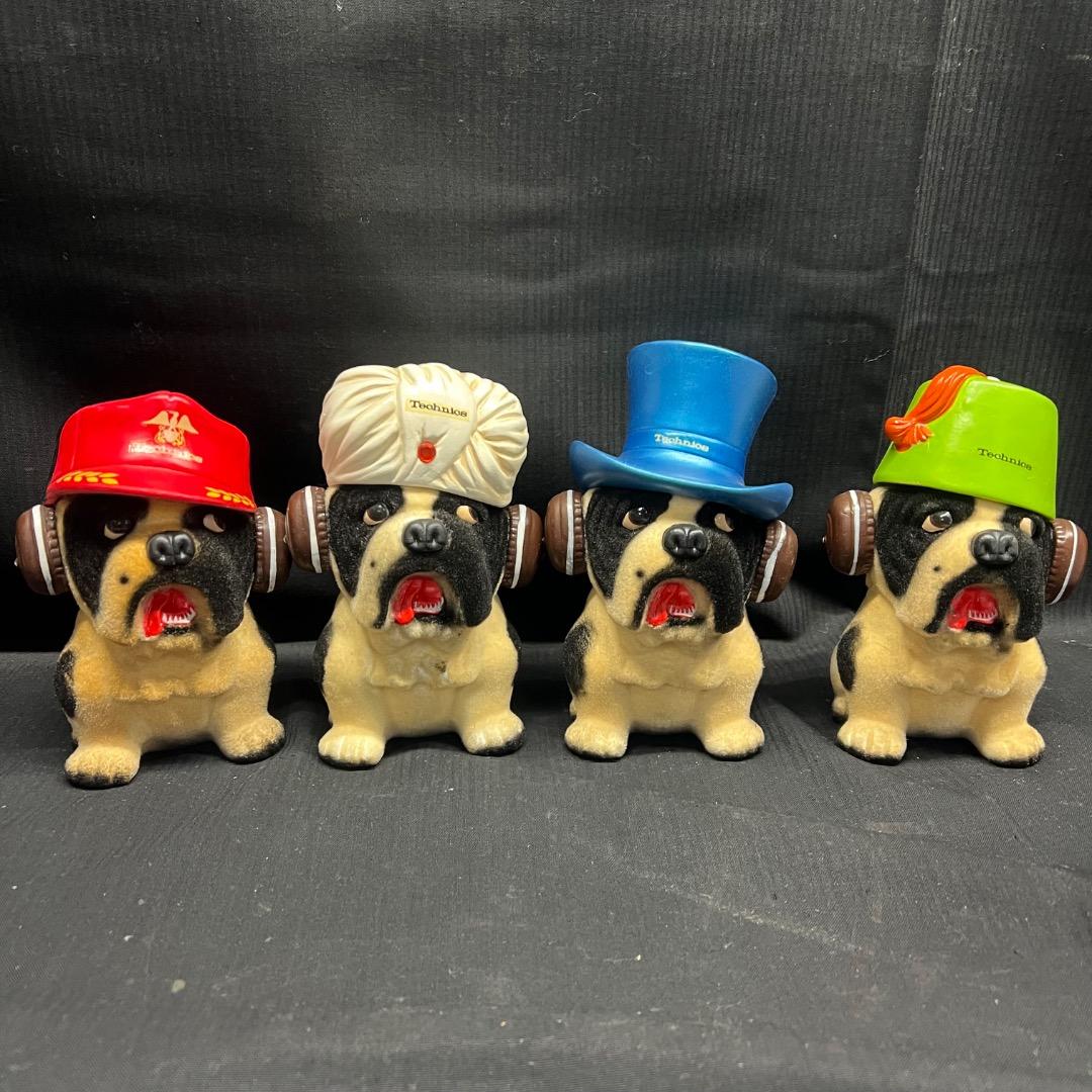 〇Fb左1030 Technics ブルドッグ ヘッドホン犬 4体まとめ