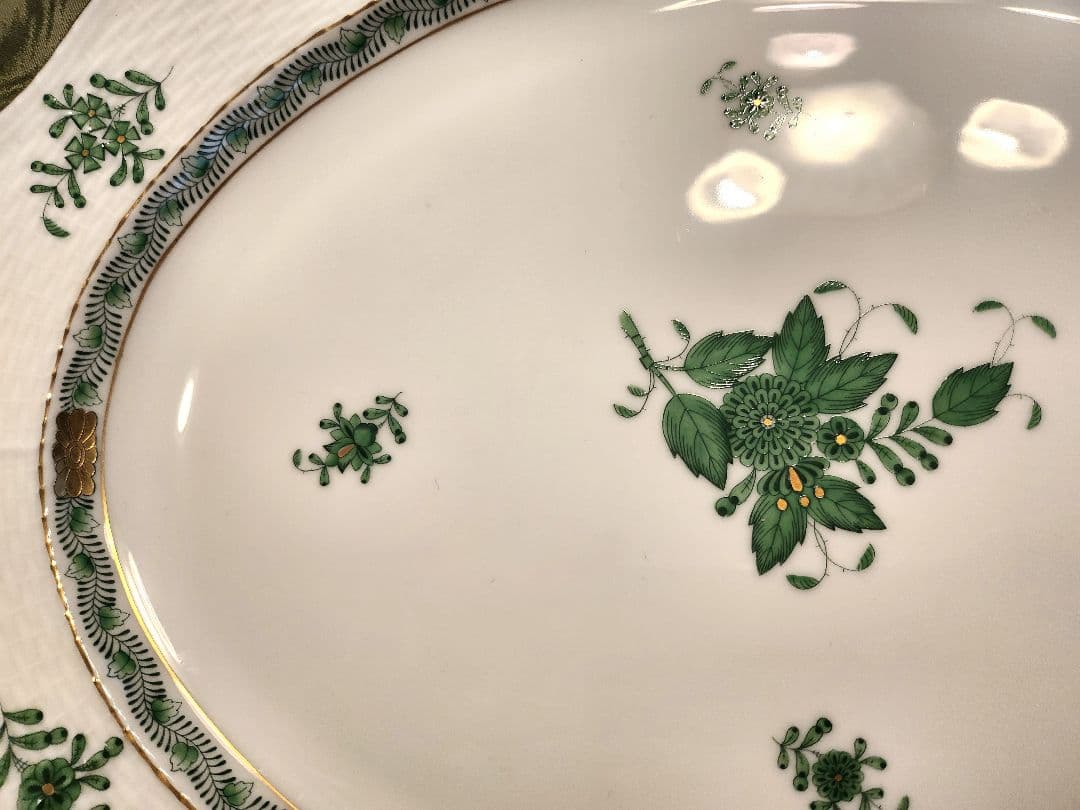 ヘレンド 大皿 herend アポニーグリーン オーバル 37cm グリーン