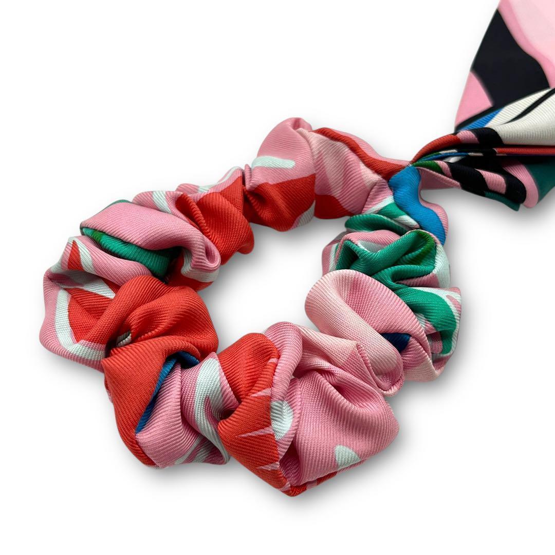 【美品】HERMES ベッラ シュシュ シルク ヘアアクセサリー マルチカラー