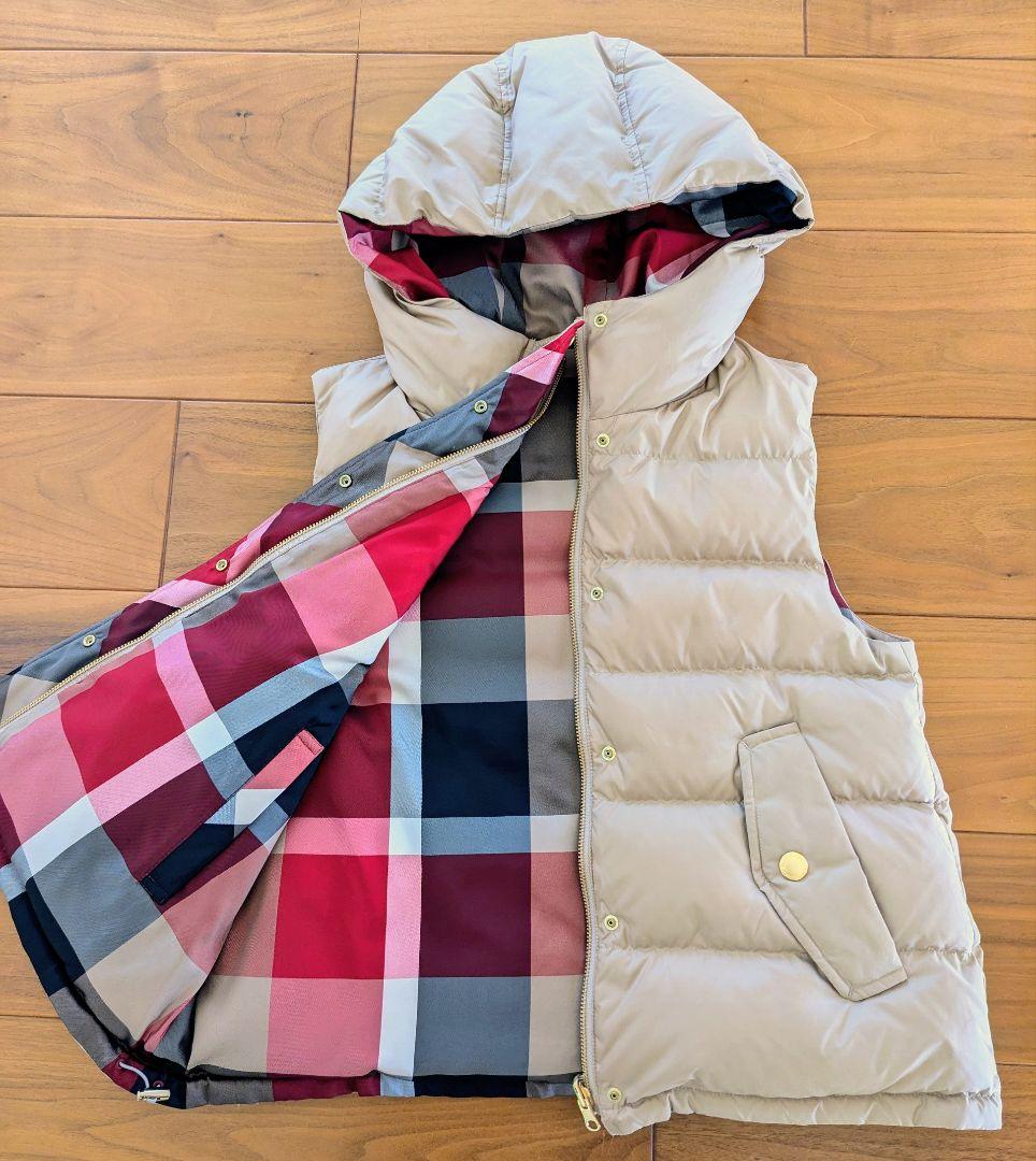 みえこ様　ブルーレーベル　ベージュ ダウンベスト フード付き　リバーシブル