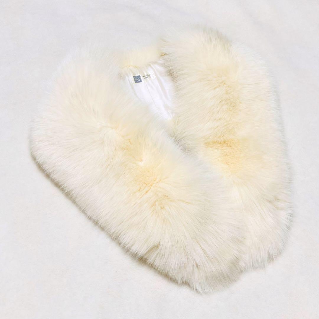 SAGA FOX フォックスファー ショール 成人式振袖 アイボリー 高品質 白