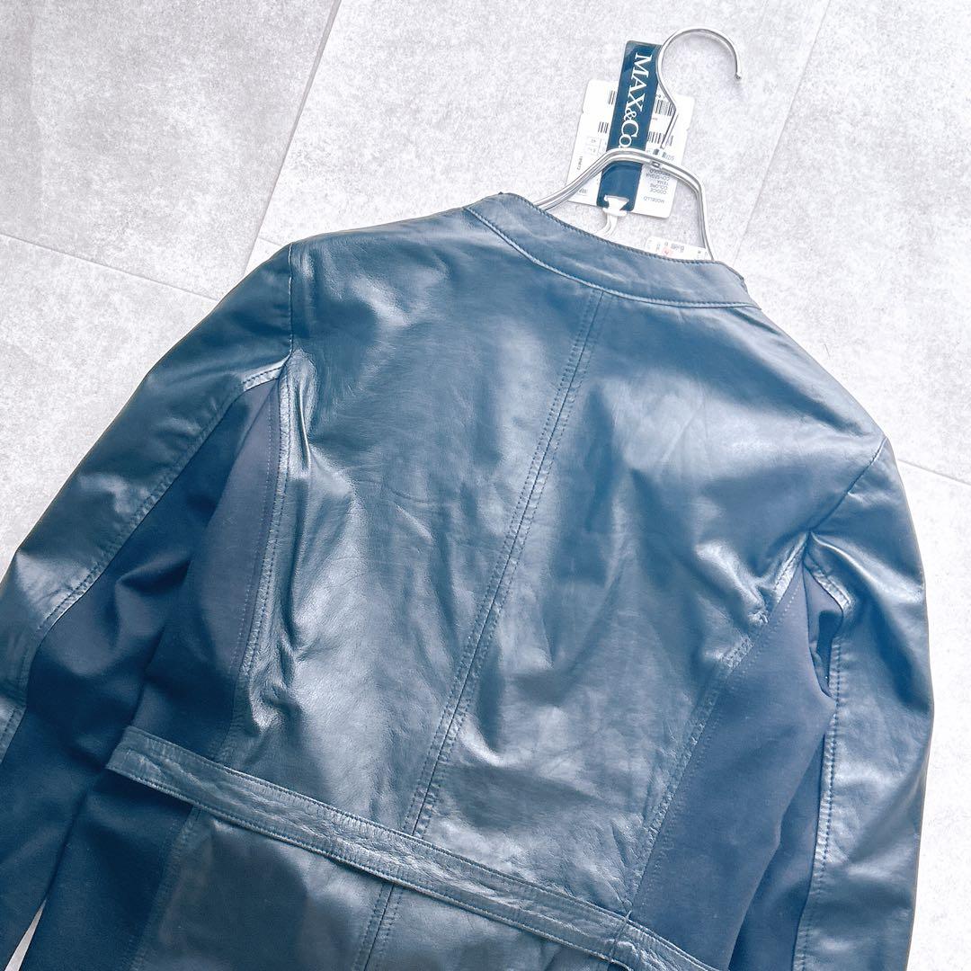 タグ付き✨MAX&Co. ラムレザー ジャケット コート ベルト ドッキング 黒