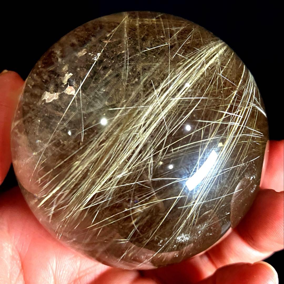 超大玉　62mm ゴールドルチルクォーツ　金針水晶　パワーストーン