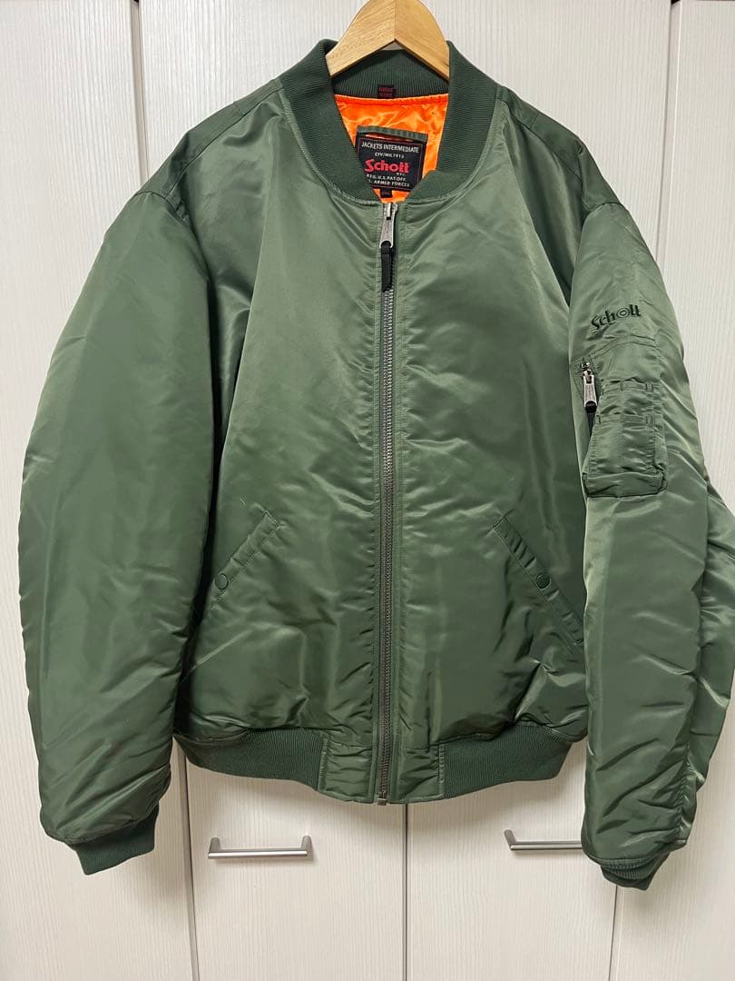 schott MA-1ジャケット 2XL グリーン　ショット