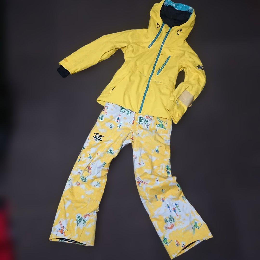 送料無料【MIZUNO】定価約9万円 イエローフリースキーウェア上下 S/S