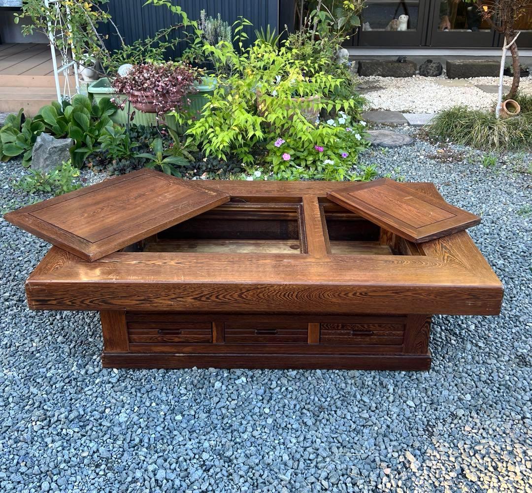 アイキーです。囲炉裏テーブル　昭和レトロ　火鉢　古民家家具　希少