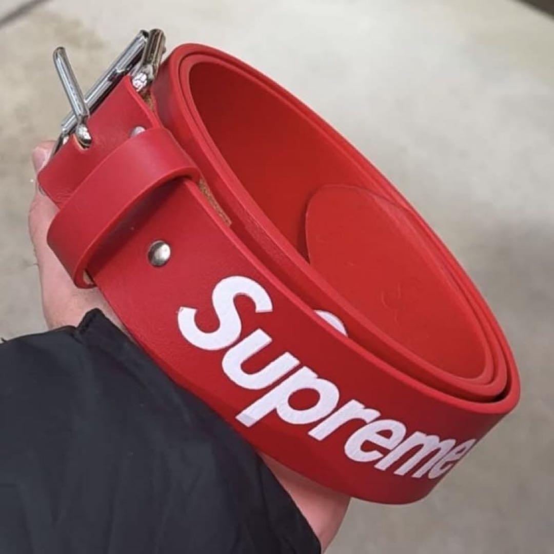 【最安値】supreme Repeat Leather Belt レッド Ｍ