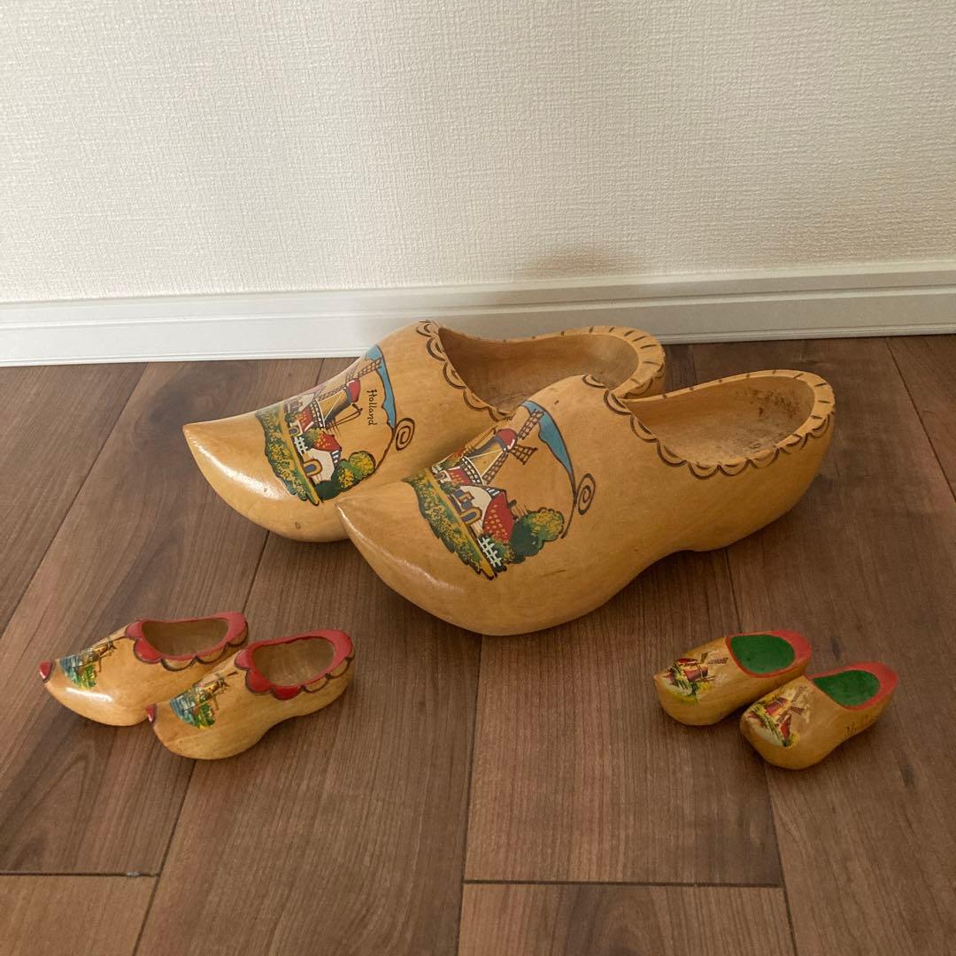 オランダ　大きな木靴1点と小さな木靴2点　インテリア