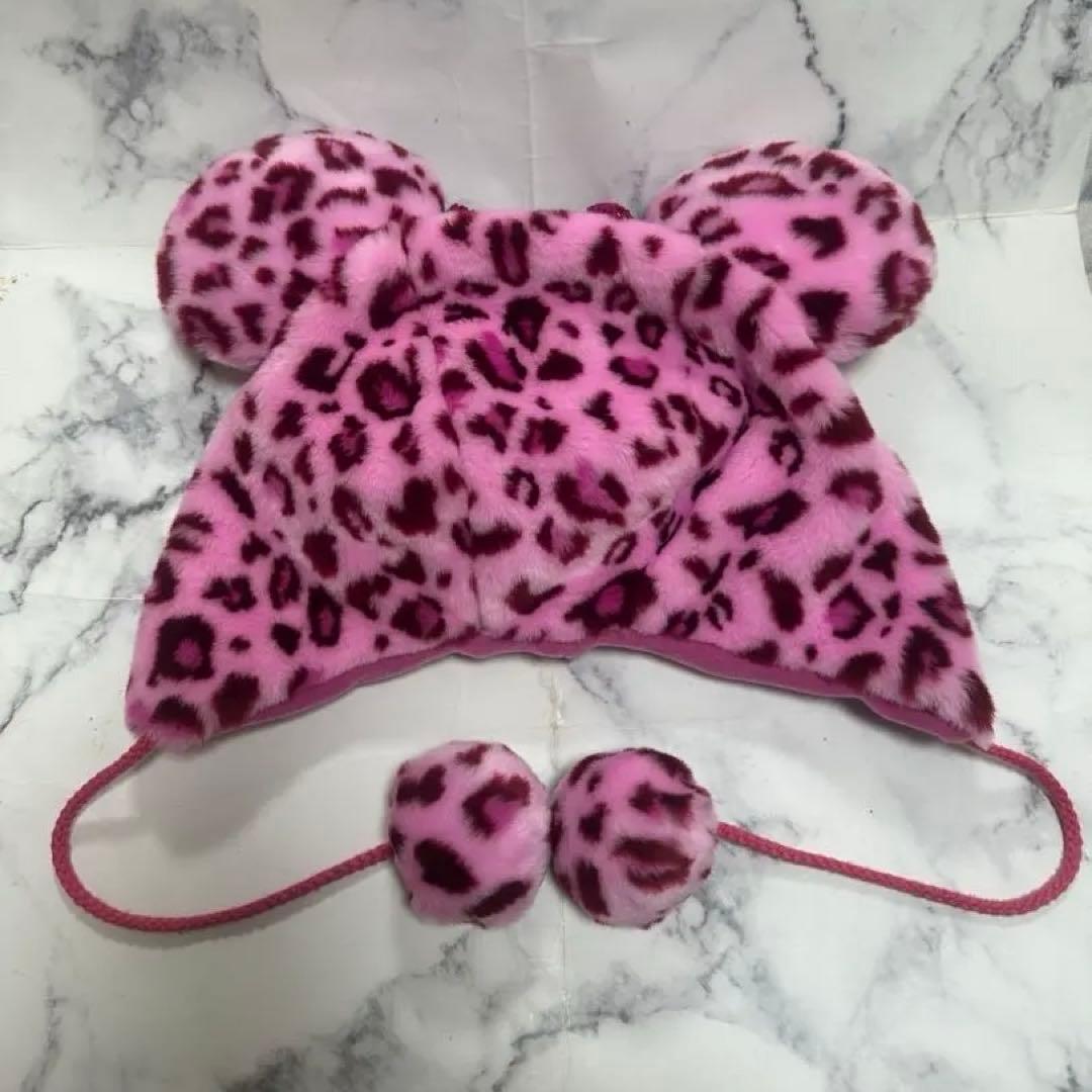 ディズニー ファンキャップ ミニー ヒョウ柄 ピンク