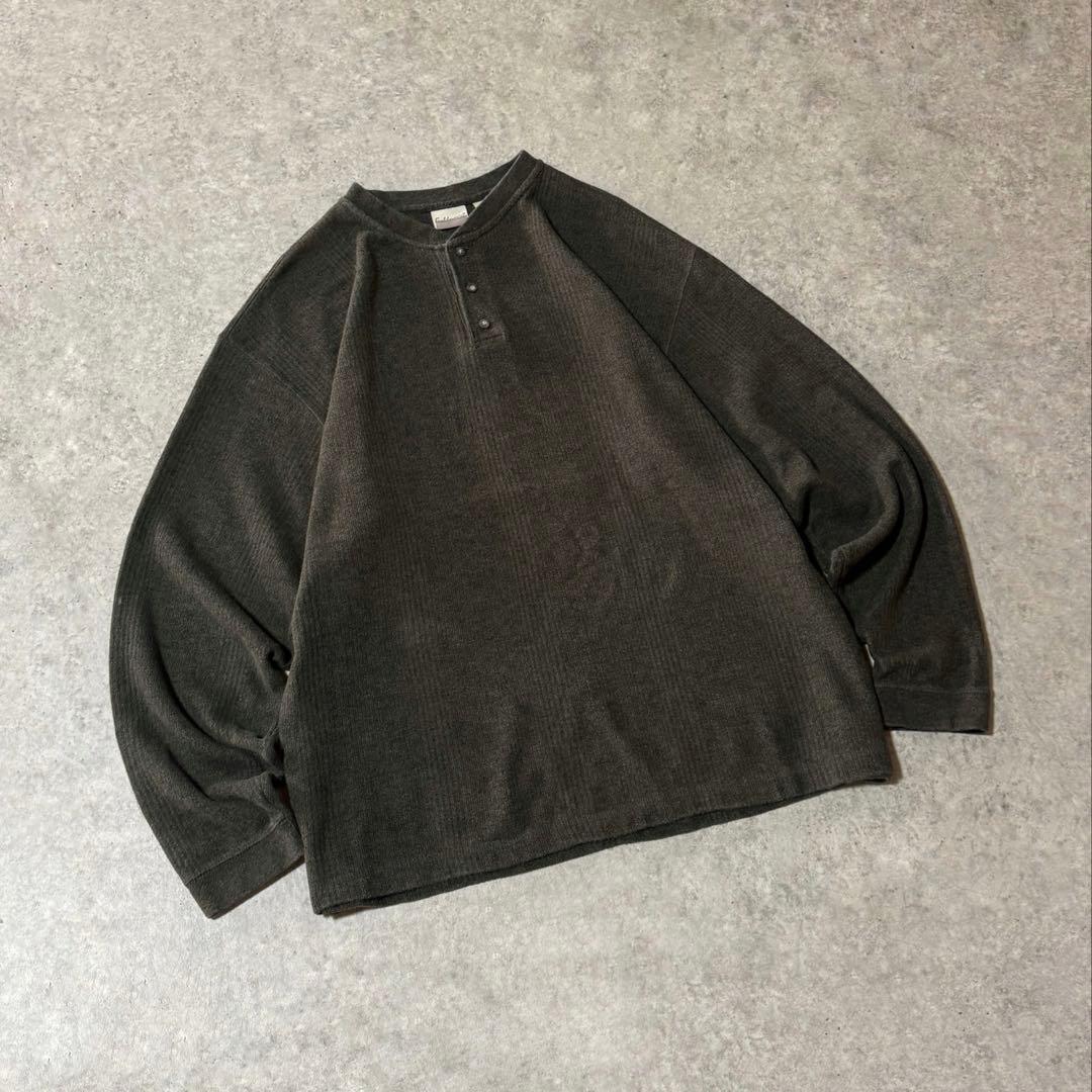 90s USA製 フィールドマスター ヘンリーネックロンT カーキ XLサイズ