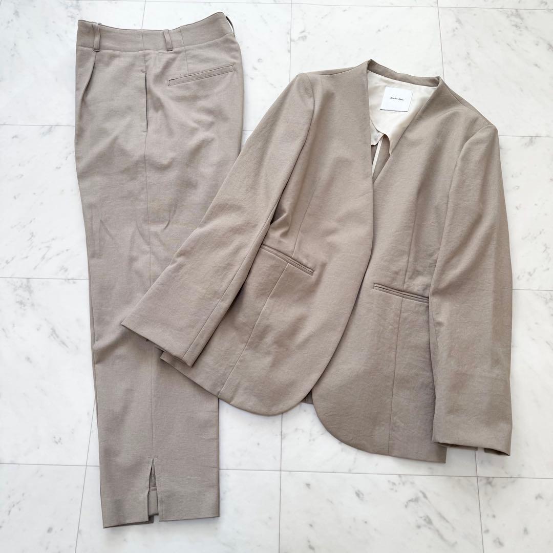 【美品】Spick&Span スピックアンドスパン パンツスーツ ノーカラー