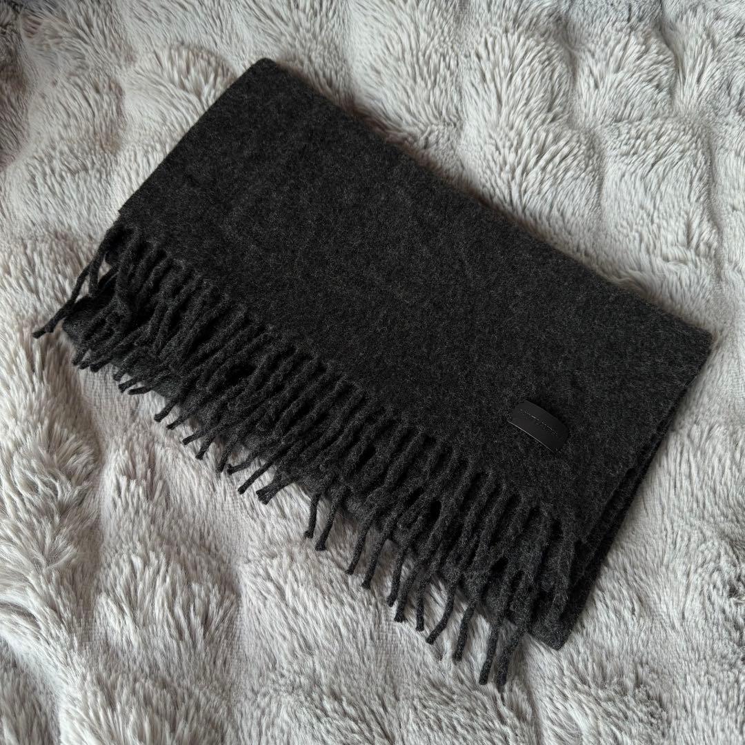 【即購入OK】サンローラン レザータグ カシミヤ フリンジ マフラー ストール