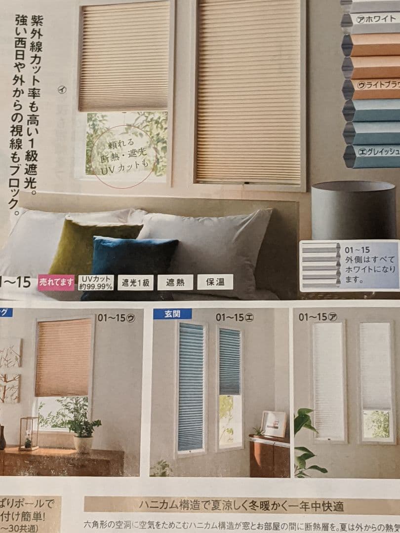 遮光・遮熱ハニカム構造の小窓用シェード