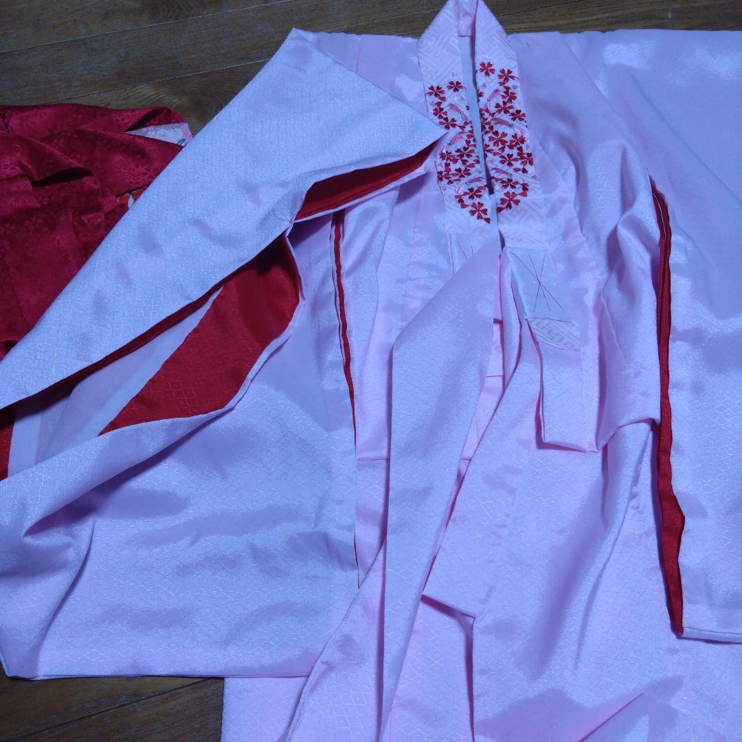 三歳★被布＆正絹花柄着物＆刺繍長襦袢＆小物