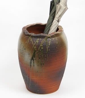 信楽焼き 火色流しツボ型傘立て 陶器