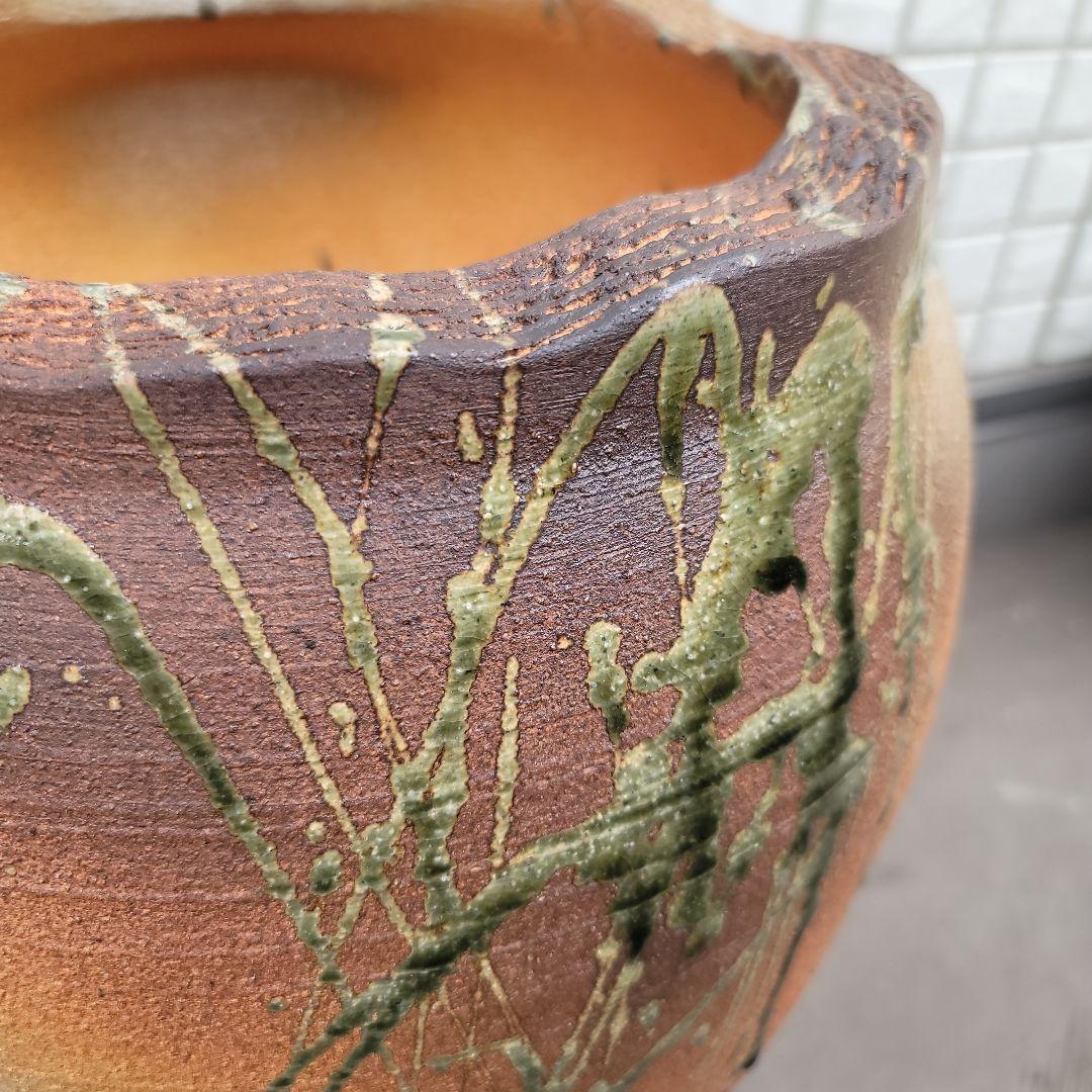 信楽焼き 火色流しツボ型傘立て 陶器