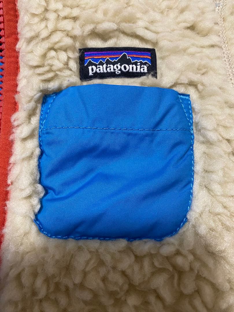patagonia フリースジャケット ベージュ/青/オレンジ　２Ｔ