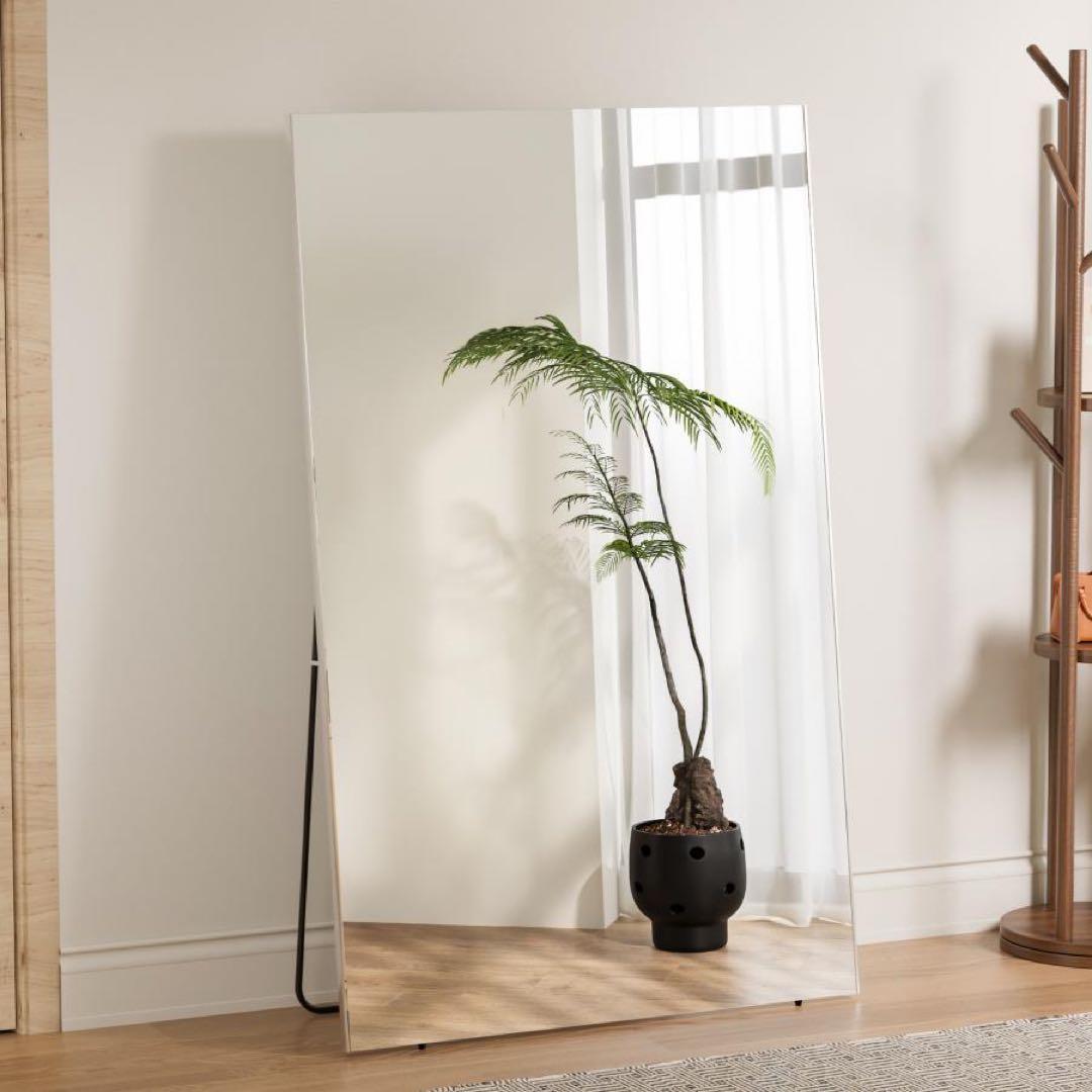 【新品】全身鏡 GOLD スタンドミラー 飛散防止 地震対策 HDフィルム