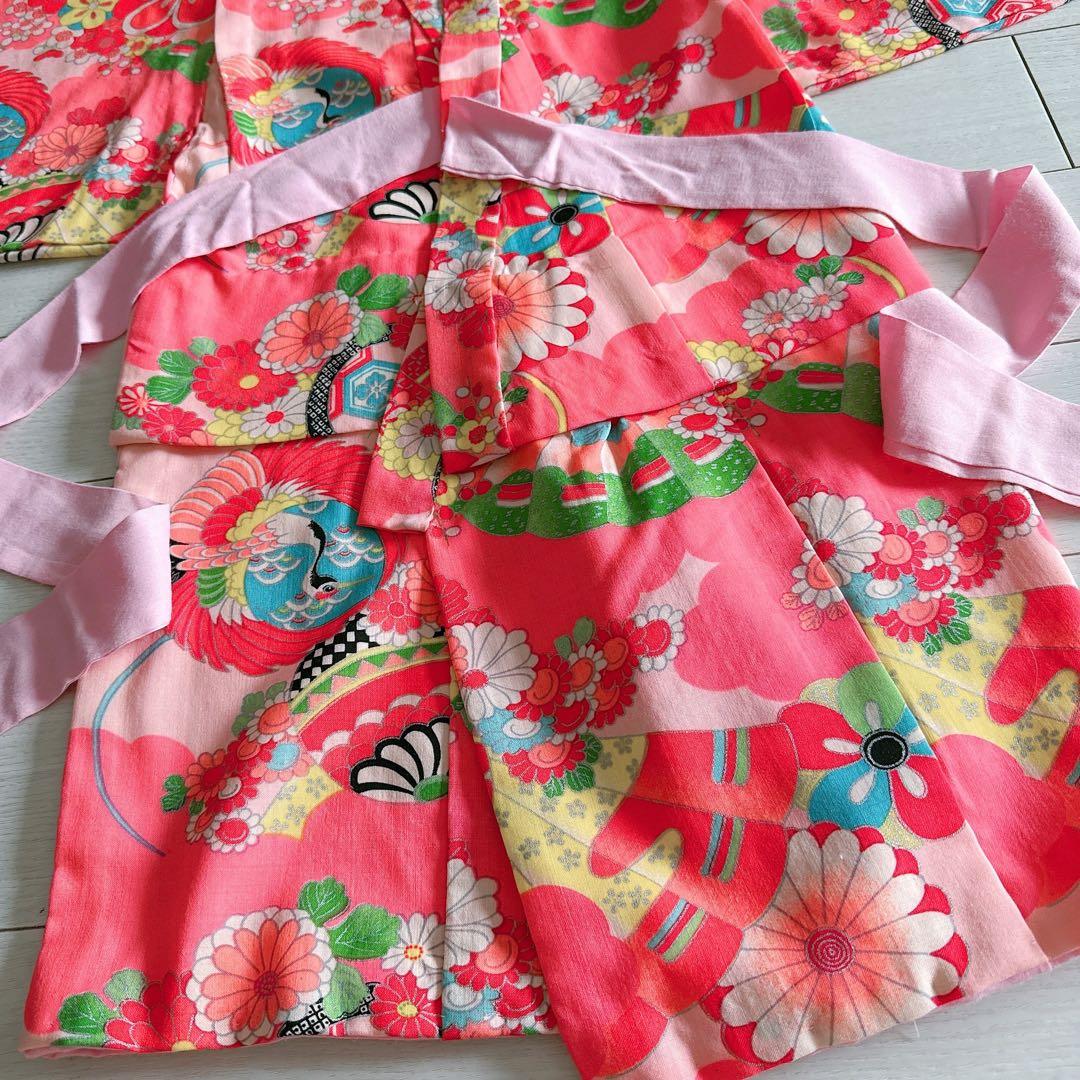 七五三　手縫い　レトロ　アンティーク　3歳用　着物　女児　女の子